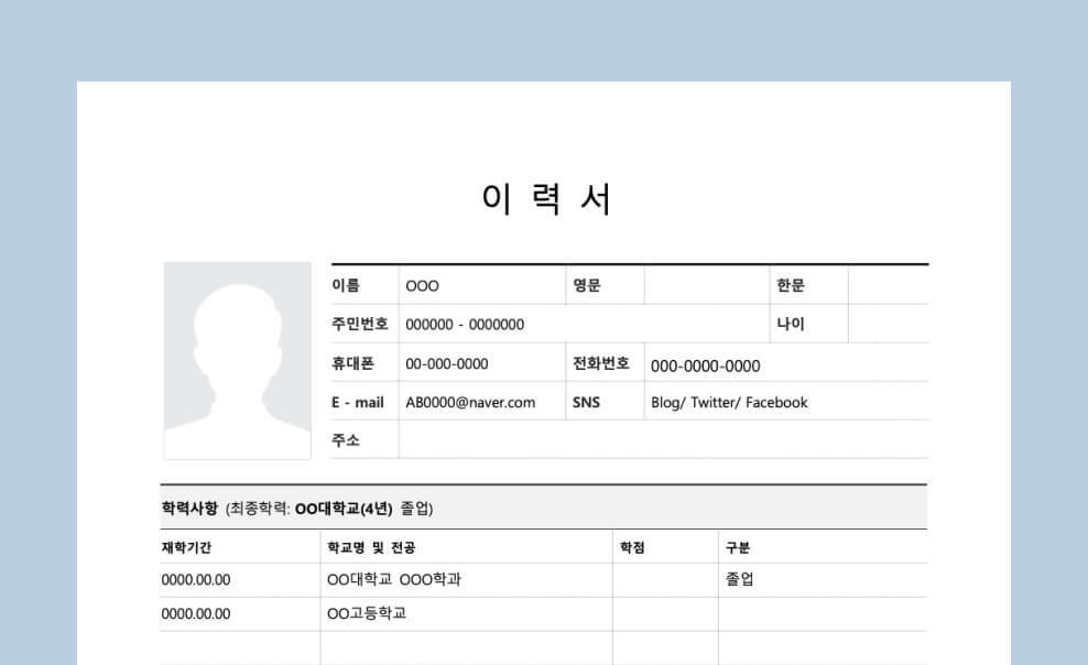 양으로 승부 보는 이력서